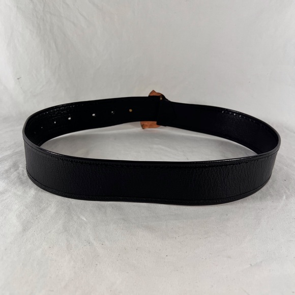 GIANFRANCO LOTTI Leaf Buckle Accent Black Leather Women's Belt Made in Italy - Picture 5 of 9